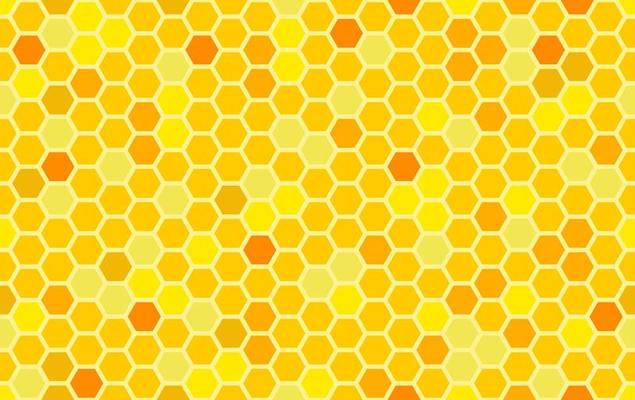 Honeycomb background. Beehive seamless pattern. Vector illustration of flat geometric texture symbol. Hexagon, hexagonal raster, sign or mosaic cell icon. Honey bee hive, golden orange yellow.