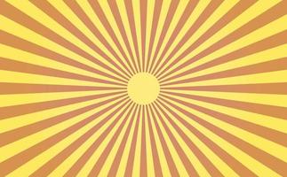 Bright sunshine background. Japanese style simple abstract geometry wallpaper. Glare effect, red yellow sunburst pattern. Vector illustration of a radial ray. For copy space, posters, or social media.