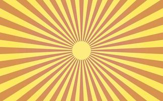 Bright sunshine background. Japanese style simple abstract geometry wallpaper. Glare effect, red yellow sunburst pattern. Vector illustration of a radial ray. For copy space, posters, or social media.