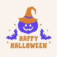 Happy Halloween colorful lettering illustration. Vector print, poster, greeting card, party invitation.