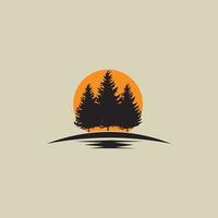 Tree Pine Sun Outdoor Illustration Logo vector