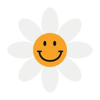 Funny groovy flower with emoji. Simple Vector Icon