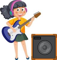 A girl playing electric guitar vector