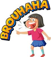 A girl laughing with brouhaha word lext vector