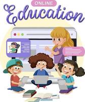 educación en línea con personaje de dibujos animados vector