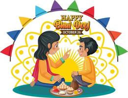 feliz día bhai dooj diseño de banner de texto vector