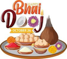 feliz día bhai dooj diseño de banner de texto vector