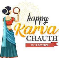 Happy Karva Chauth Day Banner Design vector