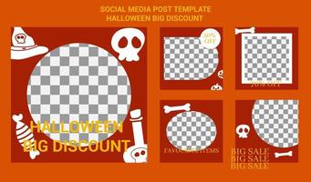 Social Media Post Template Halloween Big Discount vector