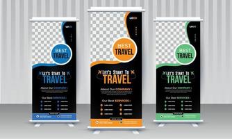 Travel business modern x stand rollup pullup retractable signage banner design vector template