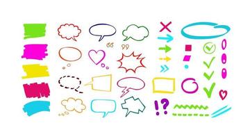 Colorful Marker Shapes, Pointers, Lines, Speech Bubbles. Big Set of Design Elements vector