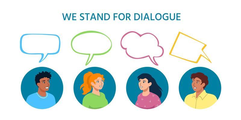 Friendly Young People of Different Ethnicities. Dialogue, Diversity Social Concept