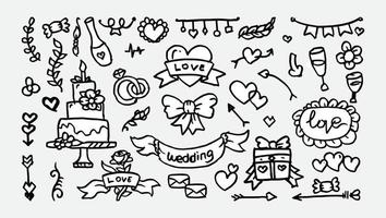 Wedding Doodle Clipart Doodle Wedding Vector icon illustration