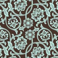 Asian ornamental colored antique floral pattern. vector