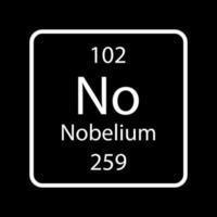 Nobelium symbol. Chemical element of the periodic table. Vector illustration.