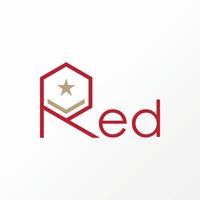 fuente de letra roja simple y única con estrella y signo veterano imagen icono gráfico diseño de logotipo concepto abstracto vector stock. puede usarse como símbolo relacionado con el ejército o la pensión