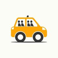 Simple and unique mini small taxi car with four passengers image graphic icon logo design abstract concept vector stock. Can be used as symbol related to transportation or mobile