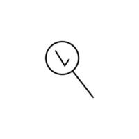 Outline symbols in flat style. Modern signs drawn with thin line. Editable strokes. Suitable for advertisements, books, internet stores. Line icon of check mark under magnifying glass vector