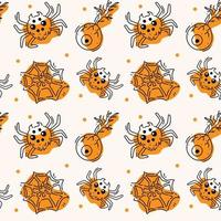 A seamless Halloween pattern with a spider and a spider's web vector