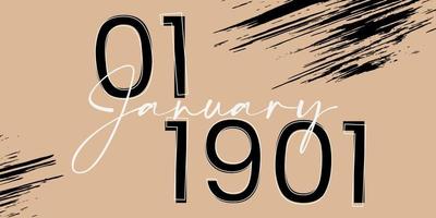 01 January 1901 text with abstract background vector