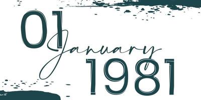 01 January 1981 text with abstract background vector