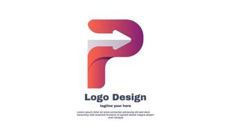 diseño de logotipo de flecha p único aislado en vector