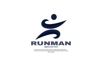 unique running man abstract delivery sport fitness logo design isolated on vector