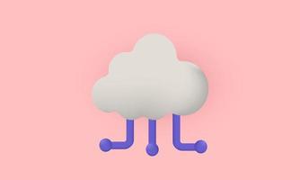 unique realistic cute cloud server simple icon 3d isolated on vector