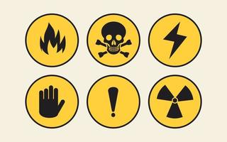 Danger, warning, stop round icon set vector