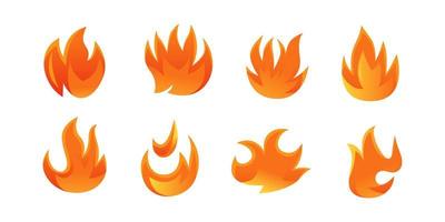 juego de fuego y fuego ardiente aislado en un fondo blanco para diseño gráfico vector