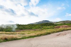 hills near in Haukadalur hot spring area in autumn photo