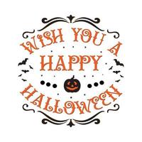 le deseo un feliz halloween, diseño vintage de svg de halloween, archivo vectorial vector