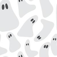 Vector ghost seamless pattern. Grey ghost on white background. Halloween pattern.