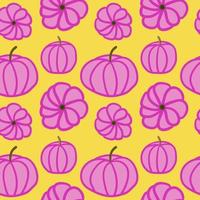 Pumpkin seamless pattern on yellow background vector