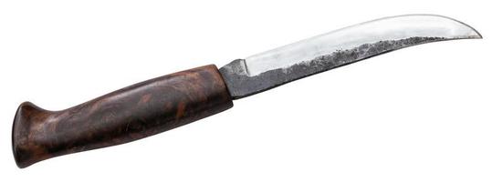 cuchillo de caza con mango de madera aislado foto