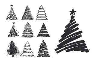 Christmas tree hand drawn illustrations. Vector. vector