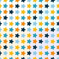 Colorful stars shape Seamless pattern in 4 color background. Texture for tile, scrapbooking, wrapping paper, textiles, home decor, fabric, wallpaper, background, carpet, clothing. Vector illustration.