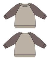 Long Sleeve raglan sweatshirt technical fashion flat sketch vector illustration template for women's and ladies