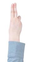 two fingers salute - hand gesture isolated photo