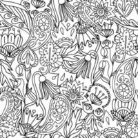Paisley line art decorative seamless pattern. Oriental background for textile or wrapping paper. Hand drawn vector illustration
