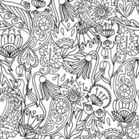 Paisley line art decorative seamless pattern. Oriental background for textile or wrapping paper. Hand drawn vector illustration