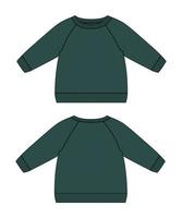 Long Sleeve raglan sweatshirt technical fashion flat sketch vector illustration template for women's and ladies