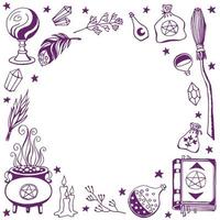 Witchcraft, magic background for witches and wizards. Hand drawn magic tools, concept of witchcraft. vector