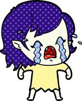 cartoon crying vampire girl vector