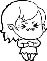 annoyed cartoon vampire girl vector