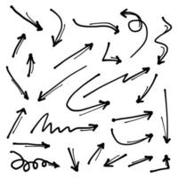 Hand drawn Arrows icons Set. arrow icon with various directions. Doodle vector illustration. isolated on a white background