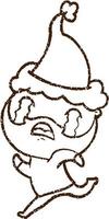 Christmas Man Charcoal Drawing vector
