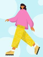 Walking girl in flat style. Vector illustration