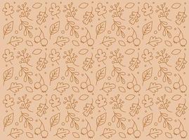 Autumn doodle pattern. Contour autumn plants laid out in a vector pattern.