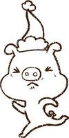 Pig Running Charcoal Drawing vector